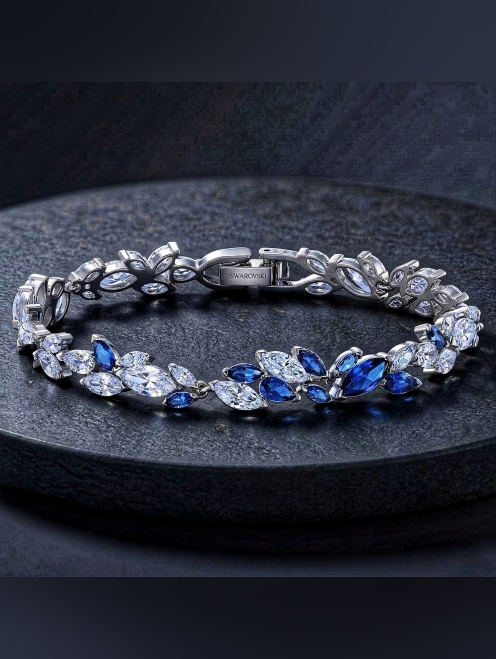 Swarovski Louison Crystal Bracelet Blue & White Rhodium Plated